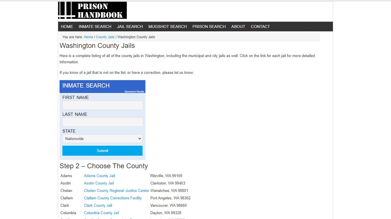 Washington County Jails - Prison Handbook